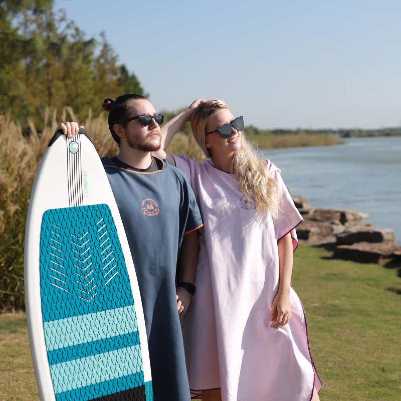 Hiturbo Microfiber Surf Poncho, Wetsuit Changing Bath Robe, Quick Dry Pool Swim Beach Towel with Hood (Rubin Red) - Image 5